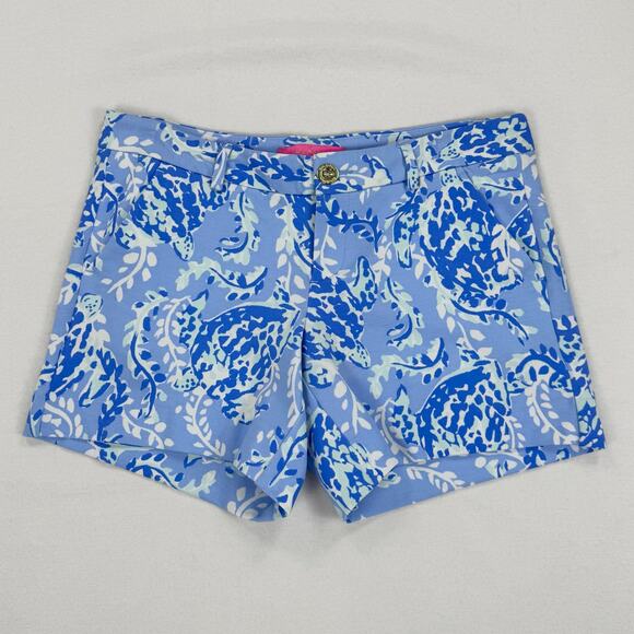 Lilly Pulitzer Womens Callahan Knit Short 0 Blue Periwinkle Turtlely Awesome - Picture 2 of 11